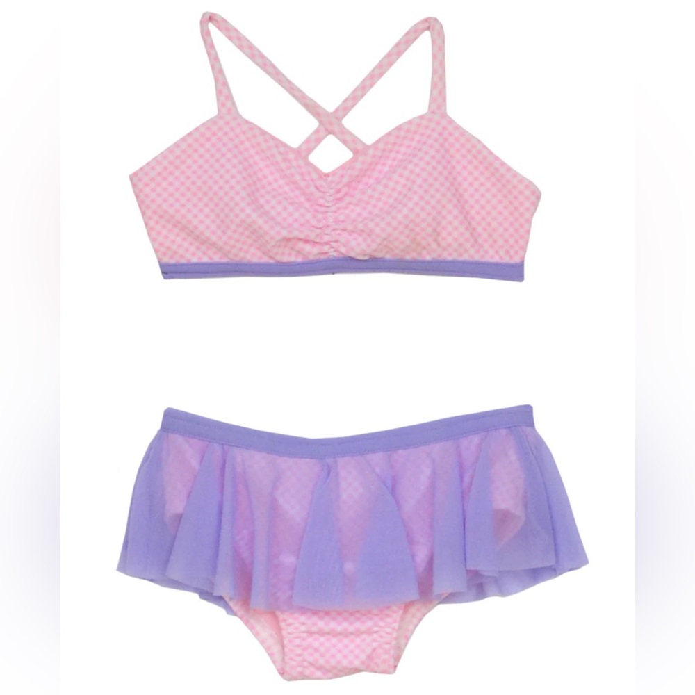 EUC size 6 Frou Frou & Co Emma Pink Gingham Bikini!